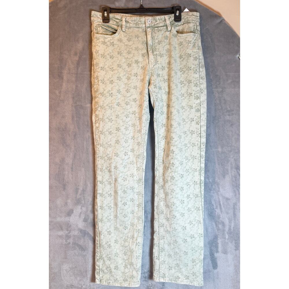 GUESS Light Green Embroidered Skinny Jeans W31